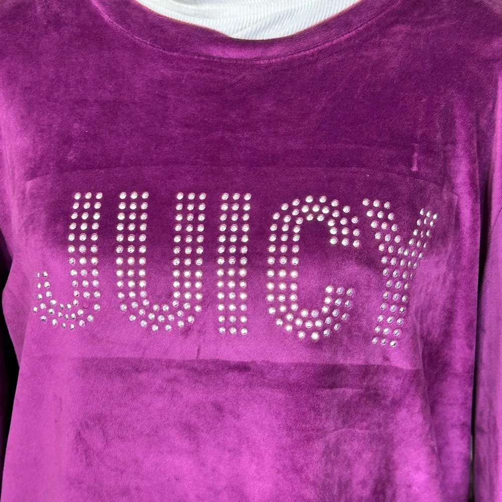 Juicy Couture Purple Velour Crew Neck Sweatshirt Womens Size XL Rhinestones Y2K - Image 2