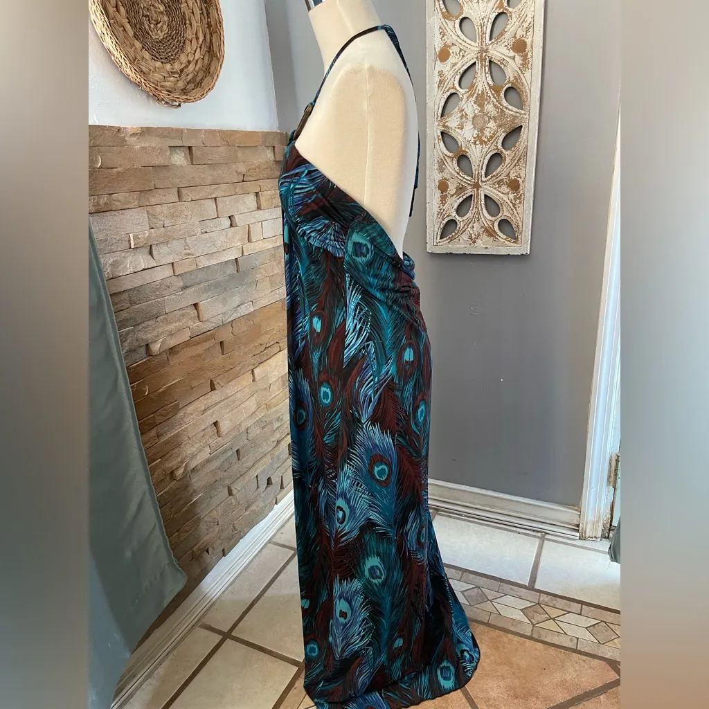 Enfocus Studio Strapless Peacock Print Dress - Image 2