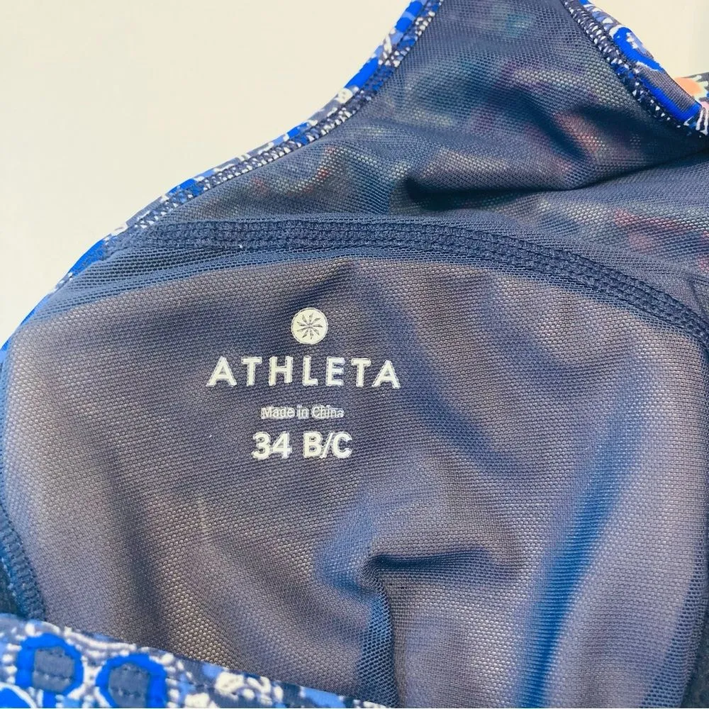 Athleta Baja Cup Bra Swim Bikini Top Womens Size‎ 34 B/C Blue Boho Mosaic Print - Image 9