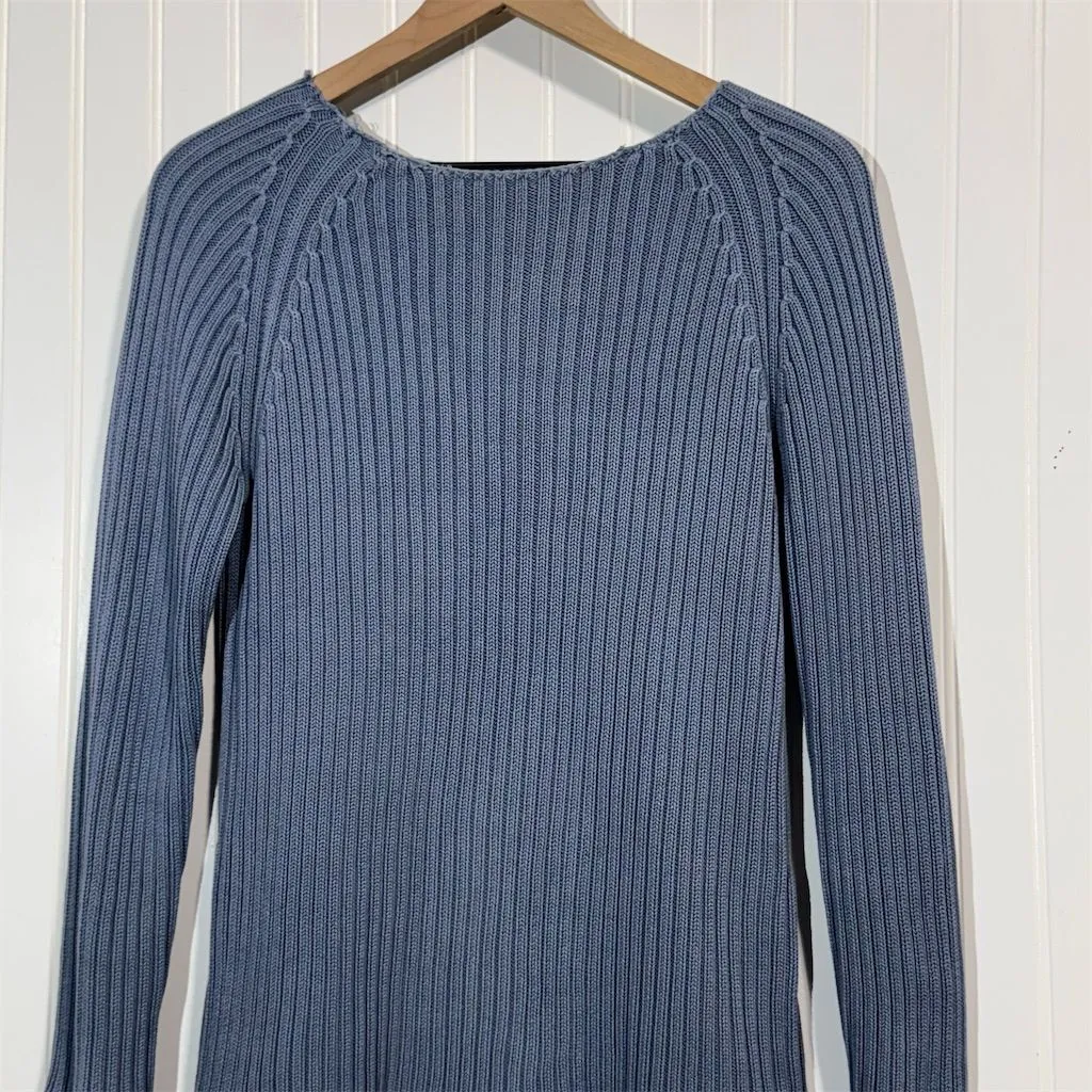 Vintage Brooks Brothers Sweater M Blue Ribbed Knit 100% Cotton Made in Hong Kong - Image 2
