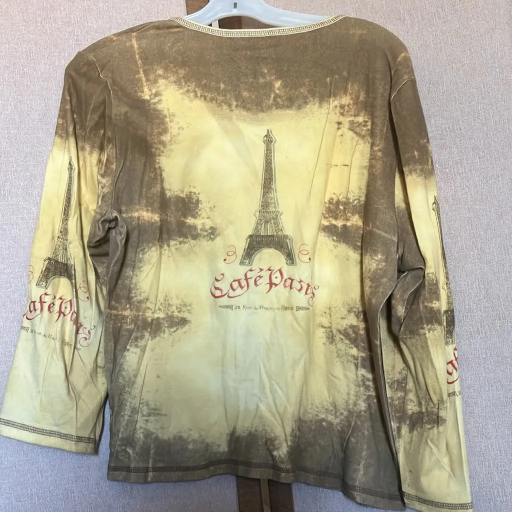 FINAL MARKDOWN Susan Lawrence Shirt with Paris Print xl - Image 3