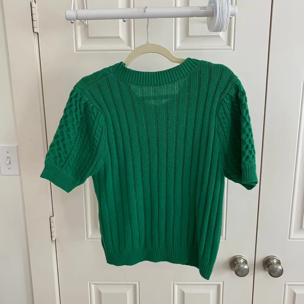 Vibrant Green Knit Sweater Size M - Image 2