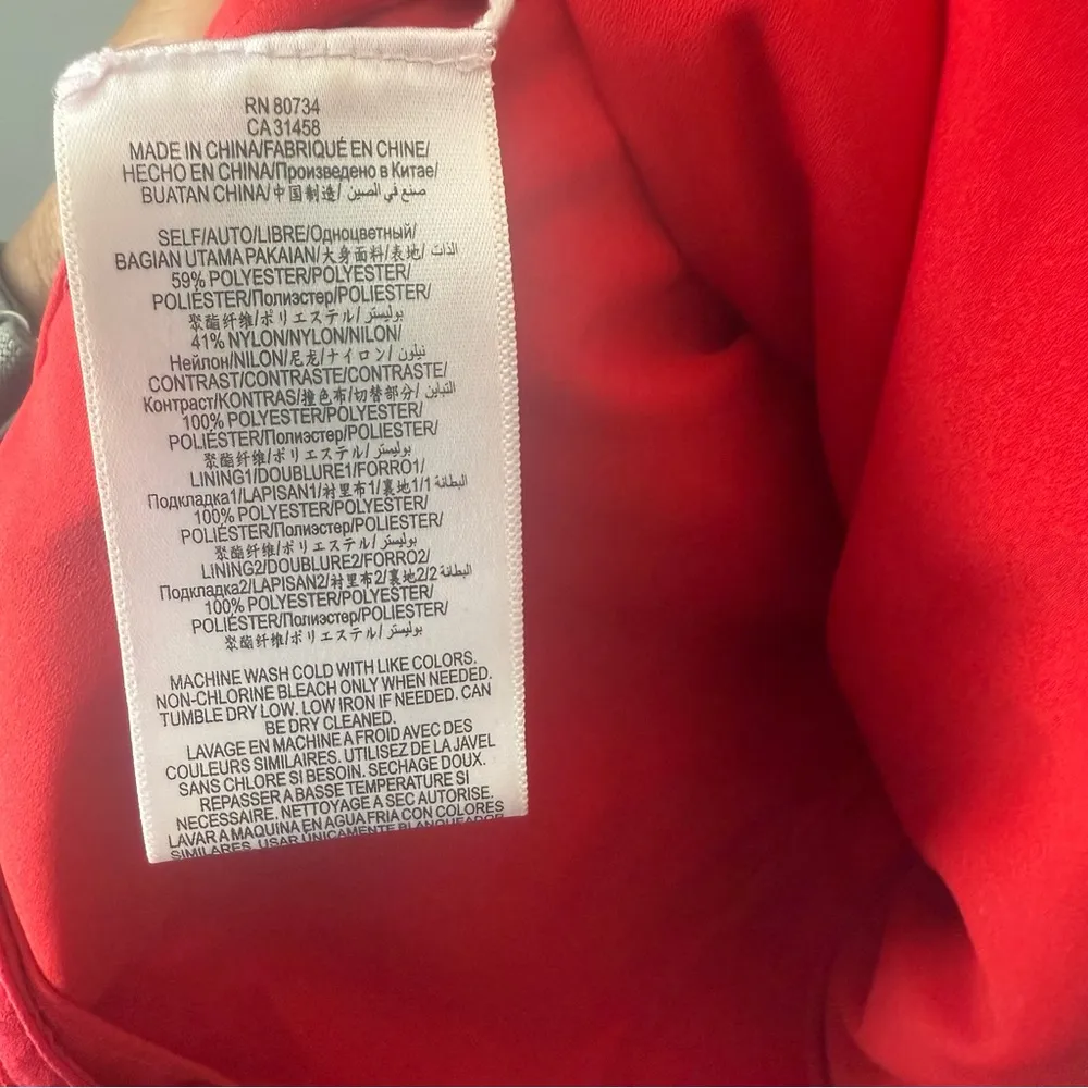 BCBGMaxAzria Hanah Red Lace Overlay Scalloped Tiered Mini Dress - Image 8