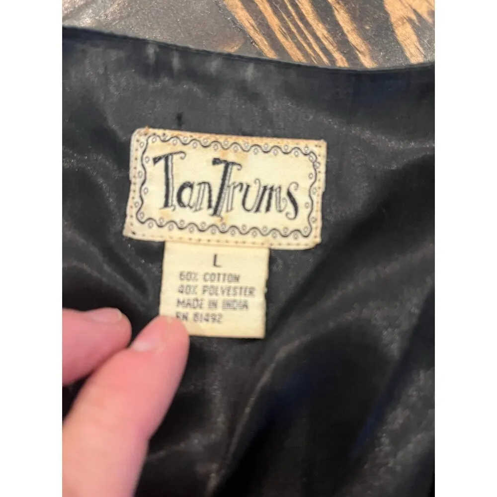 VTG Tantrums Vest Women Large Colorful Grunge Art to Wear Adjustable Patchwork Black - Image 2