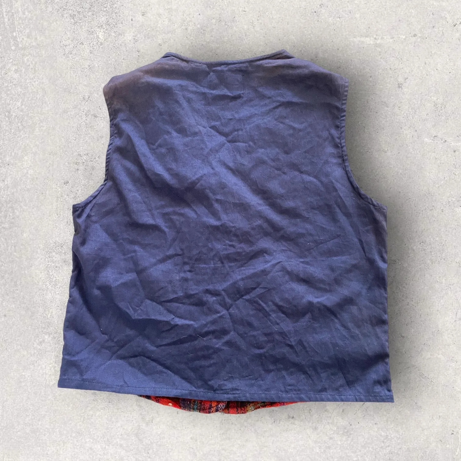 Vintage 90's Plaid Button Up Wool Vest Vision I Womens Large Grandmacore Cottage Red - Image 2