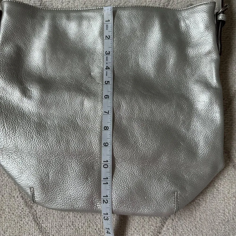 Silver Leather Tignanello Shoulder Hobo Bag - Image 6