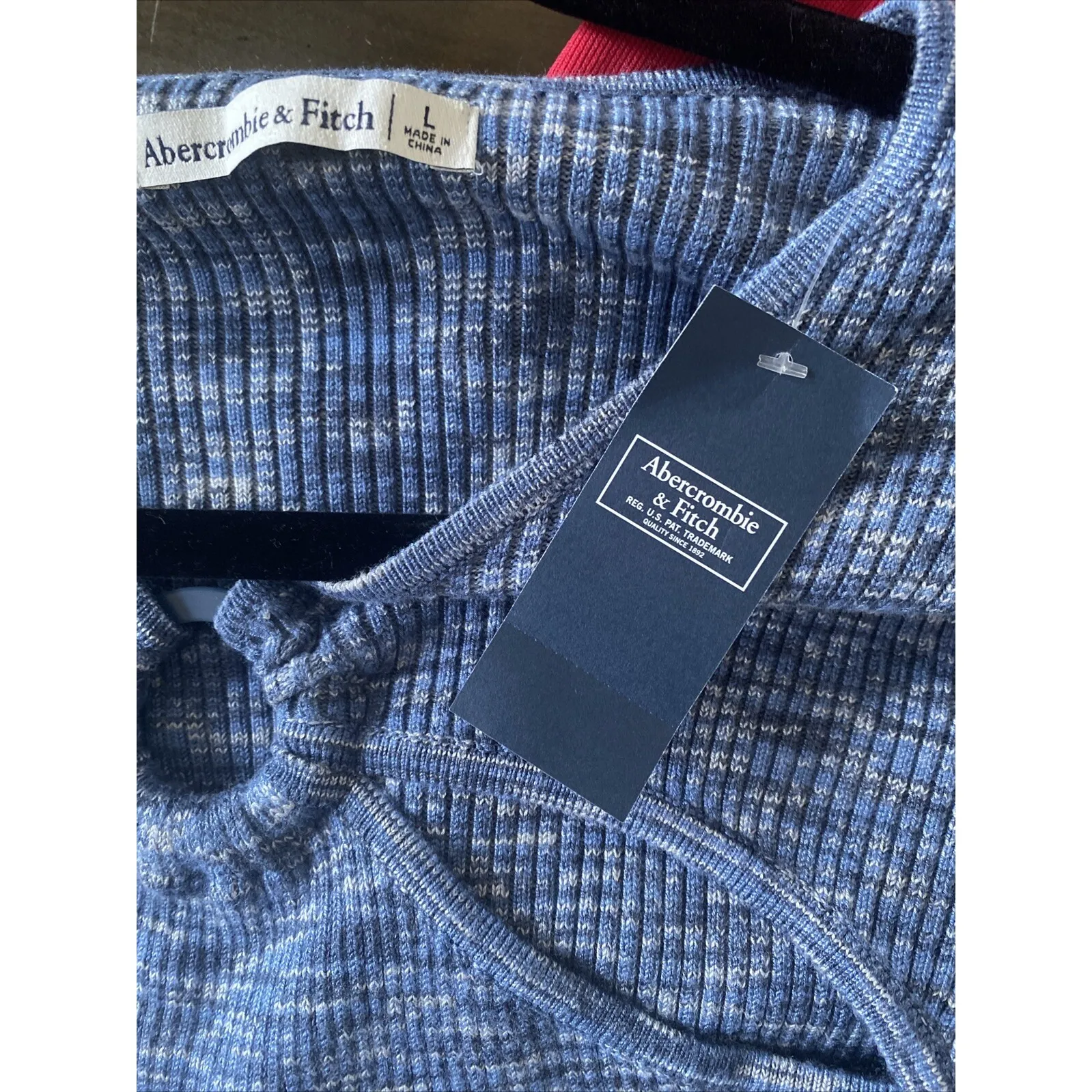 Abercrombie Fitch‎ Women's Large Blue Ribbed Knit Bodysuit NEW Clean Girl Boho - Image 8