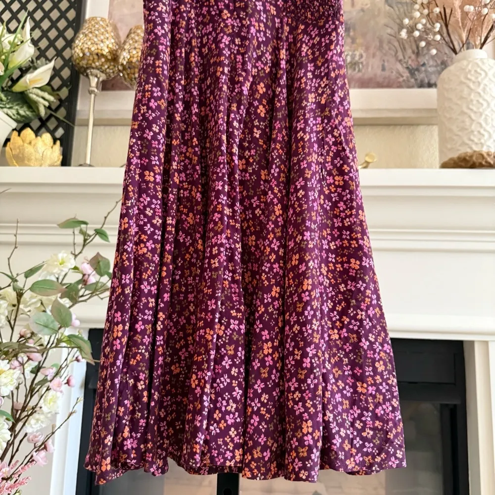 Boho Floral Slip Dress Smocked Cottagecore Summer Old Navy Stretch Sundress XS - Image 6