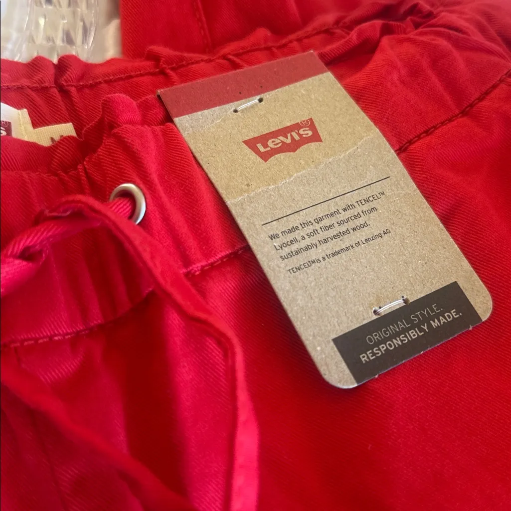 Levi's NWT LEVI’S Red Cotton Red Drawstring Jogger Pant Medium - Image 5