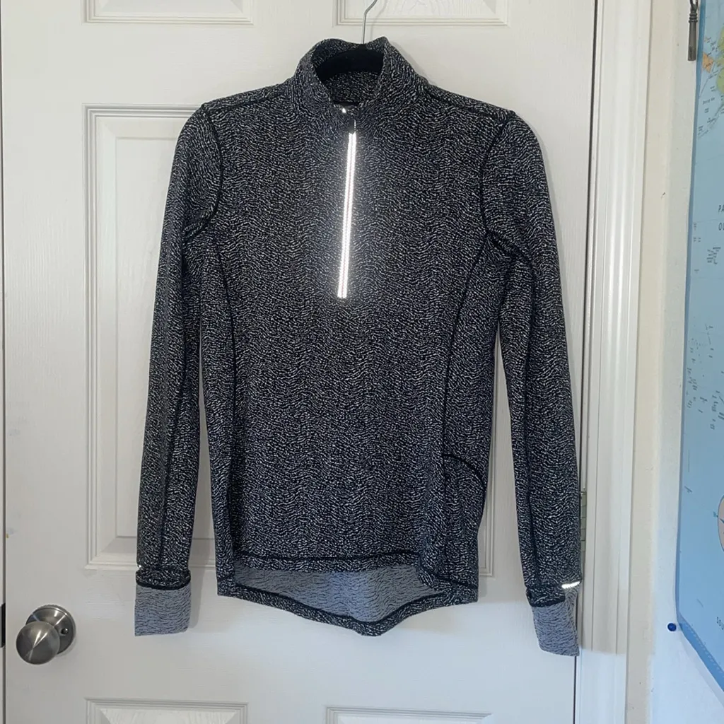 Lululemon Race Your Pace 1/2 Zip Wee Stripe Black Heathered Black Size 6 - Image 6