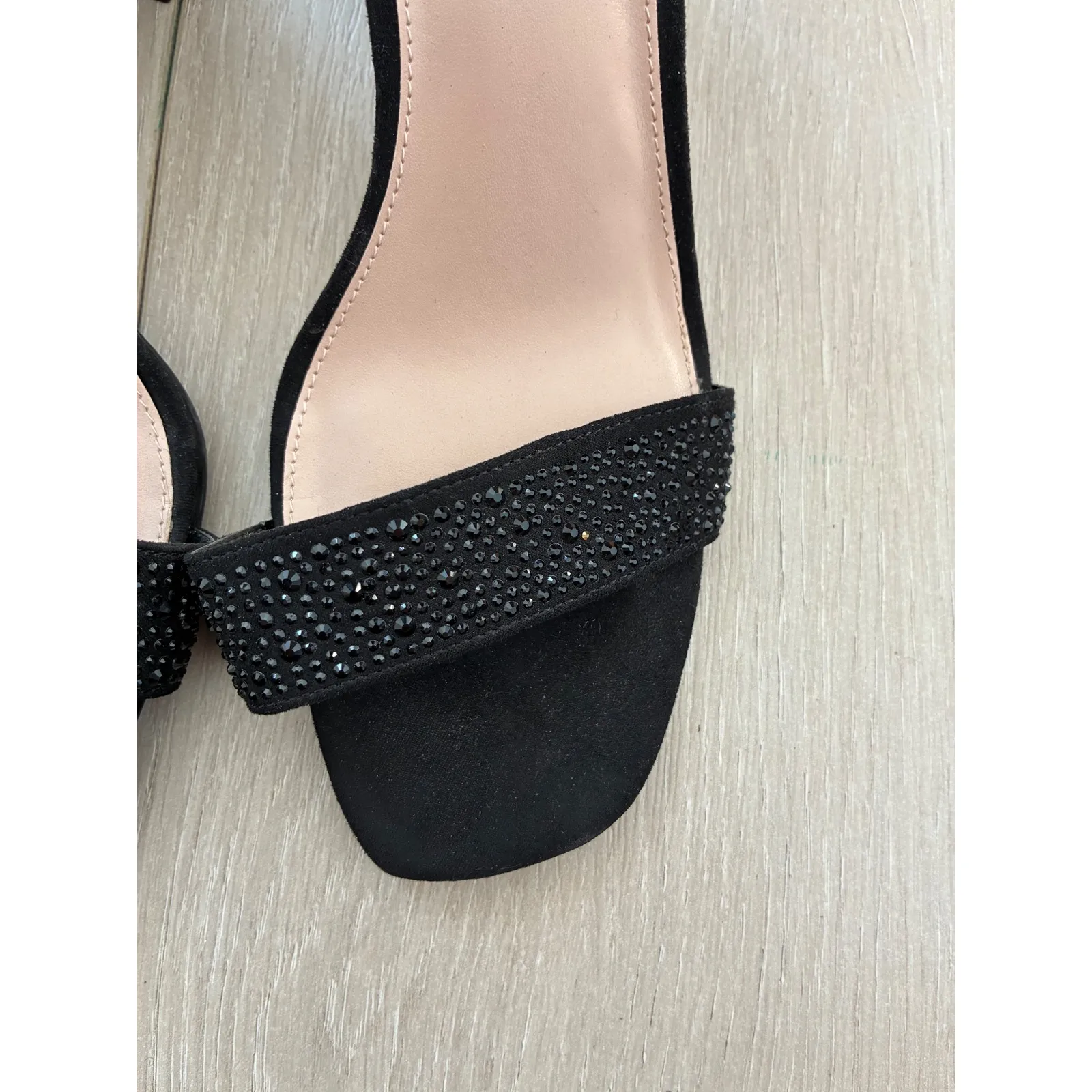 Kelly & Katie Black Rhinestone Block Heel Ankle Strap Sandals Women's Size 9 M - Image 5