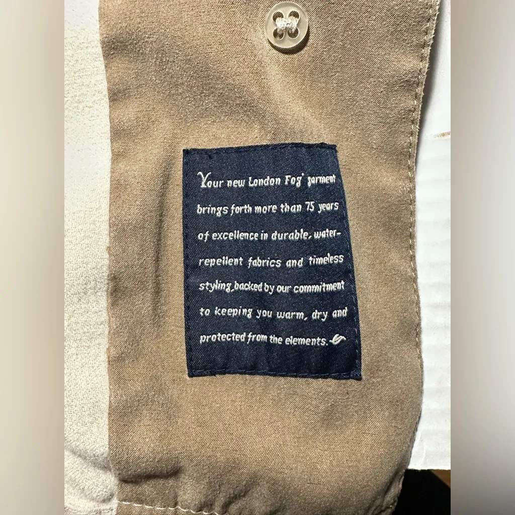 LONDON FOG Size Large Tan Jacket Coat Double Collar Button Up Pea Coat Soft - Image 6
