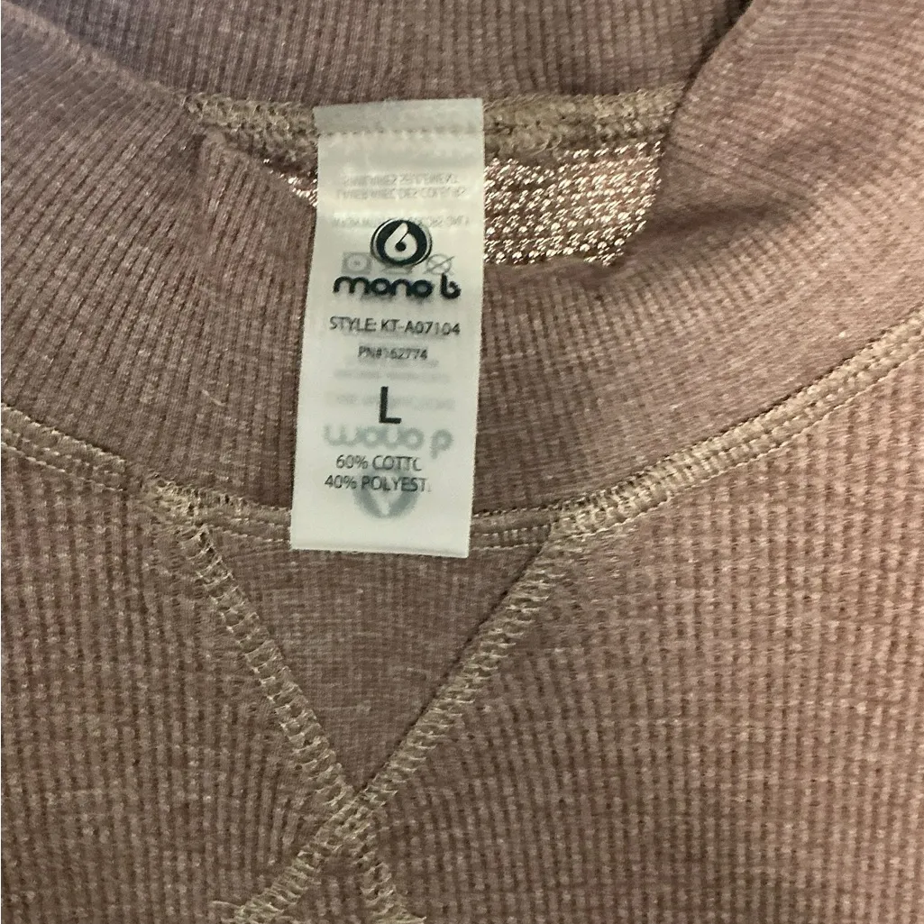 Mono B Ribbed Knit Top in Brown Tan Size L - Image 4