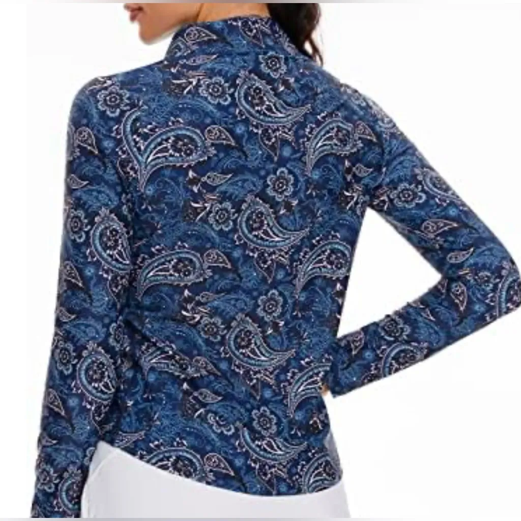 Sapphire blue paisley golf pullover. Size Large. Like NEW! - Image 5