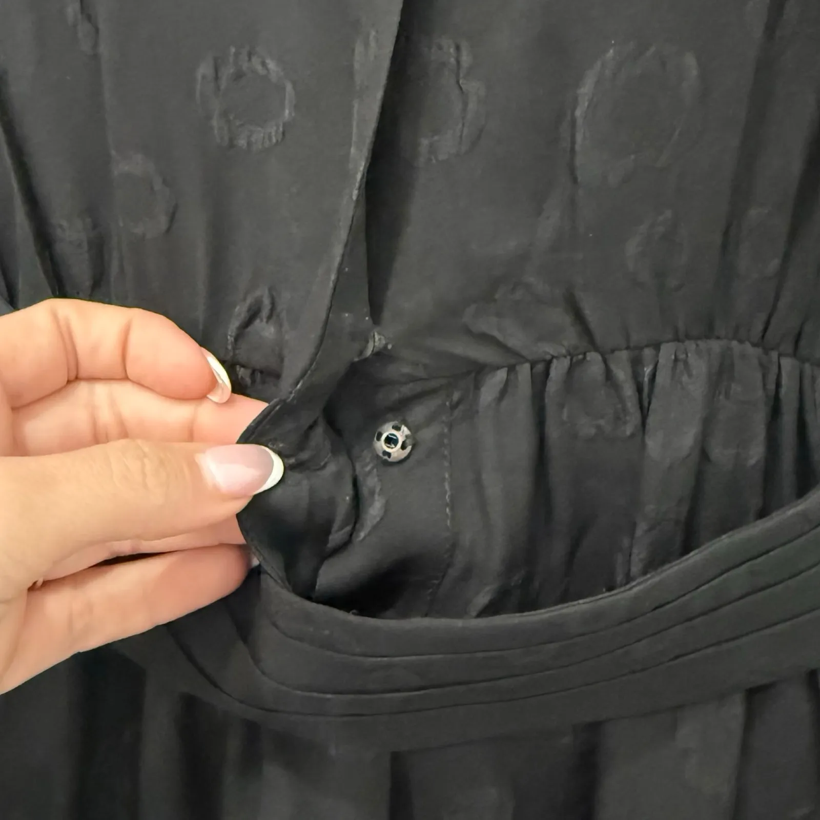 & Other Stories Black Burnout Silk Bracelet Sleeve Belted Midi Dress sz 36 / S - Image 7