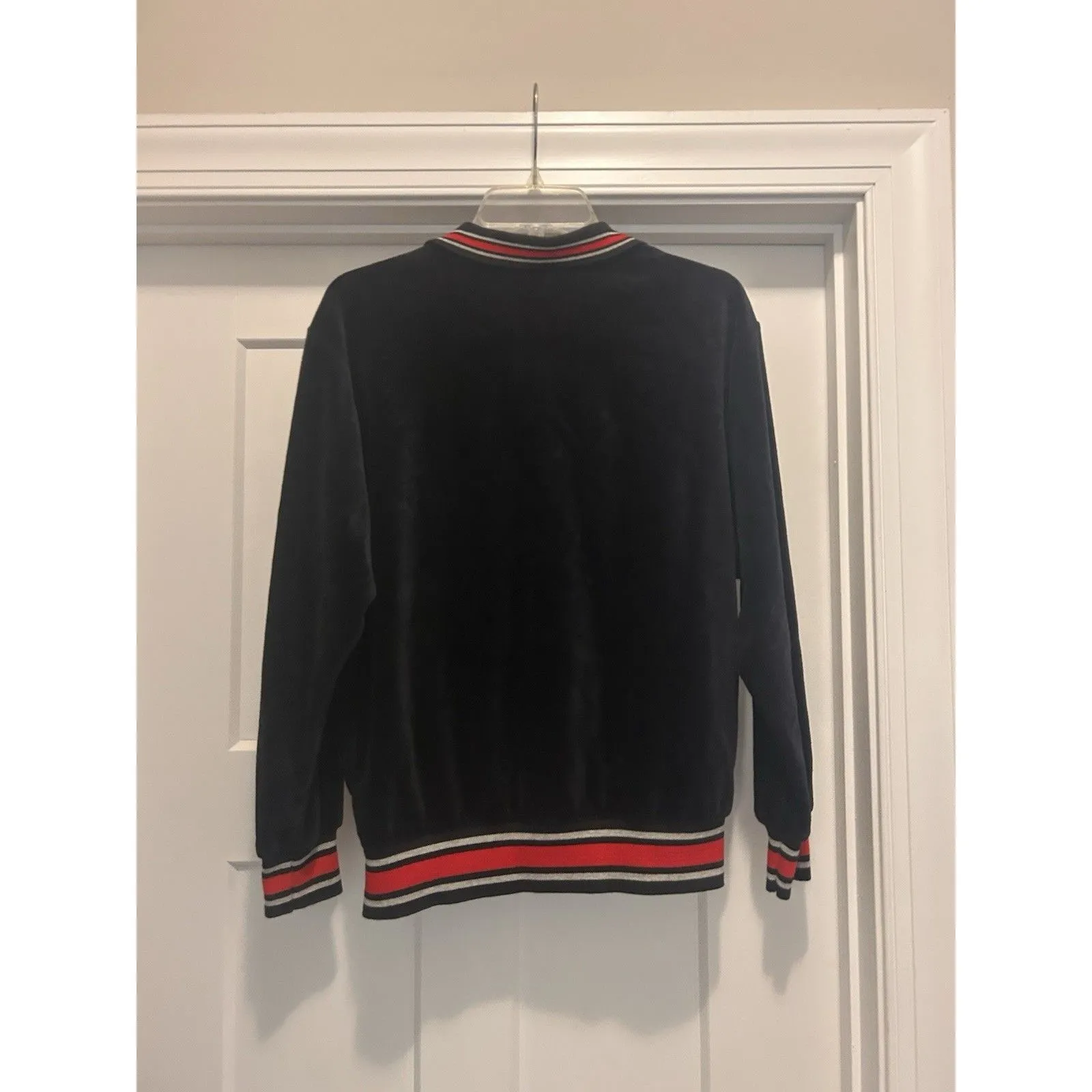 Vintage Jantzen Velour Track Jacket Women’s Size Medium Black Red Skater Grunge - Image 5