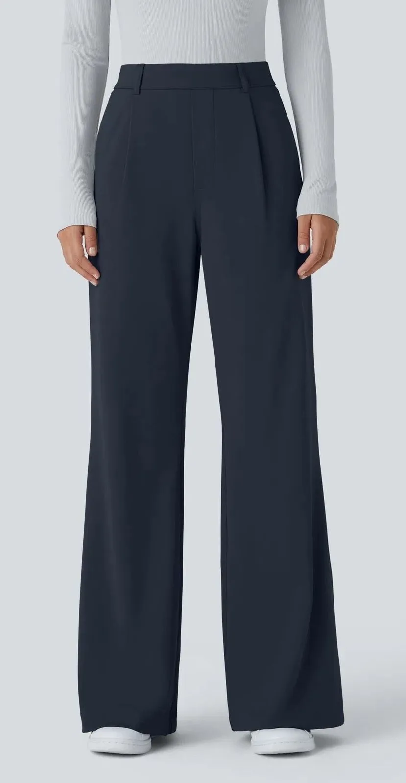 Halara Navy Blue Wide Leg Cropped Pants Womens XL Tall Polyester Elastane - Image 1