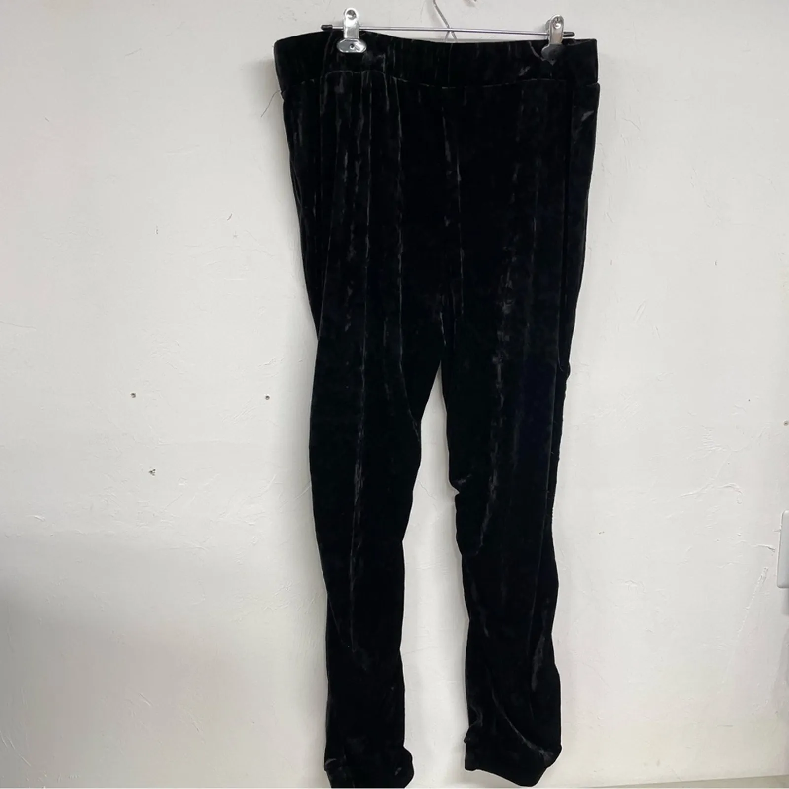 Logo Lori Goldstein Black Velvet Pull On Pants Womens XL Casual Comfort Stretch - Image 6