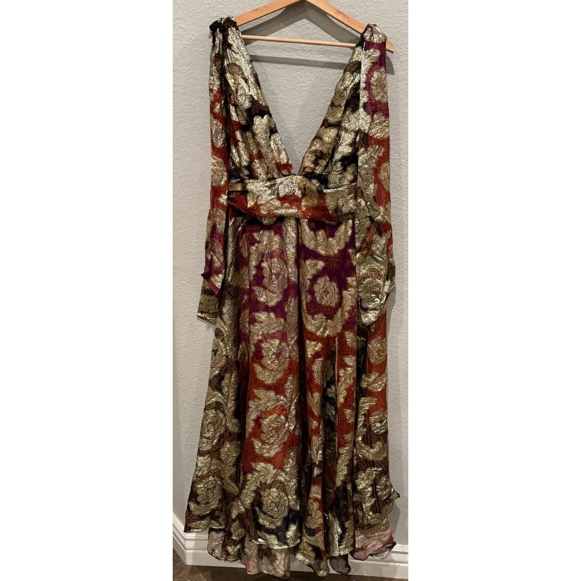 NWT Farm Rio Sleeveless V-Neck Jacquard Lurex A-Line Maxi Dress Size XL - Image 15