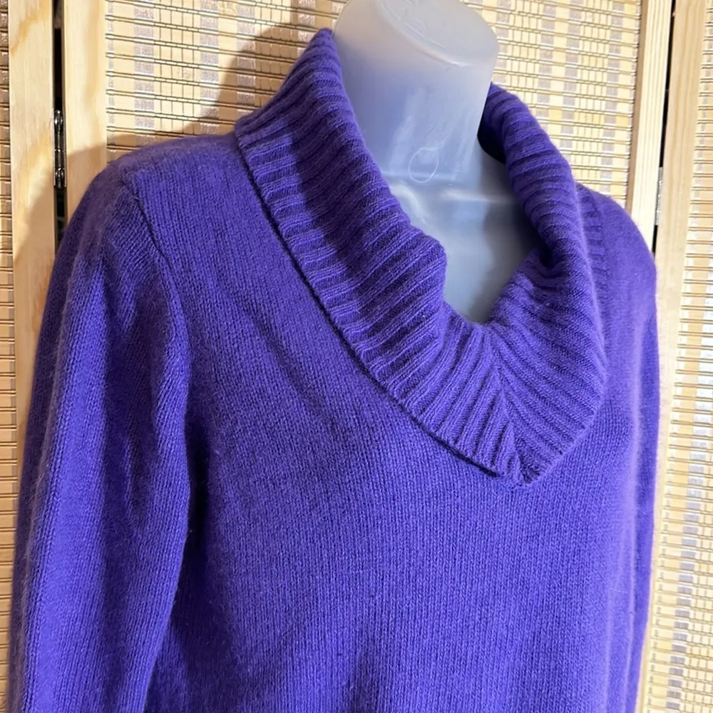 Rafaella Vintage 1990s Y2K Purple Angora Lambswood Cowlneck Sweater Small - Image 2