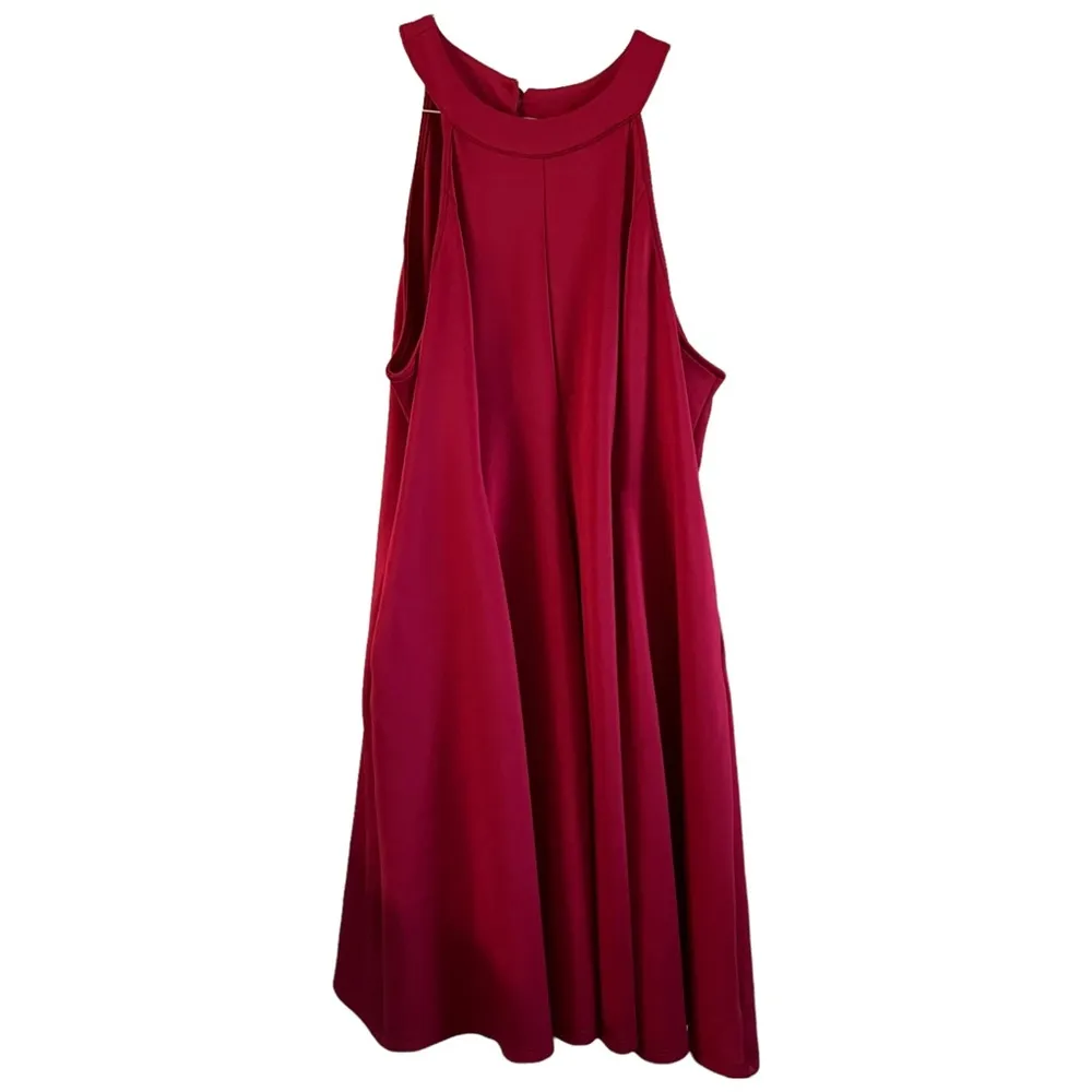 Torrid Fuchsia Pink Scuba Pleated Mini Fluted Dress Size 2X Plus Size A-Line - Image 3