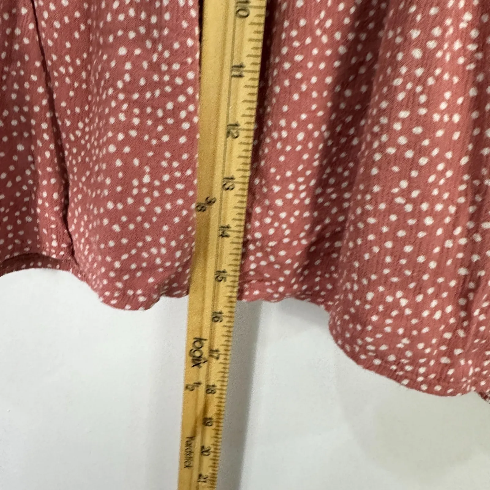 Abercrombie Fitch Mini Skirt Womens Large Pink Polka Dot Smocked Pull On Preppy - Image 4