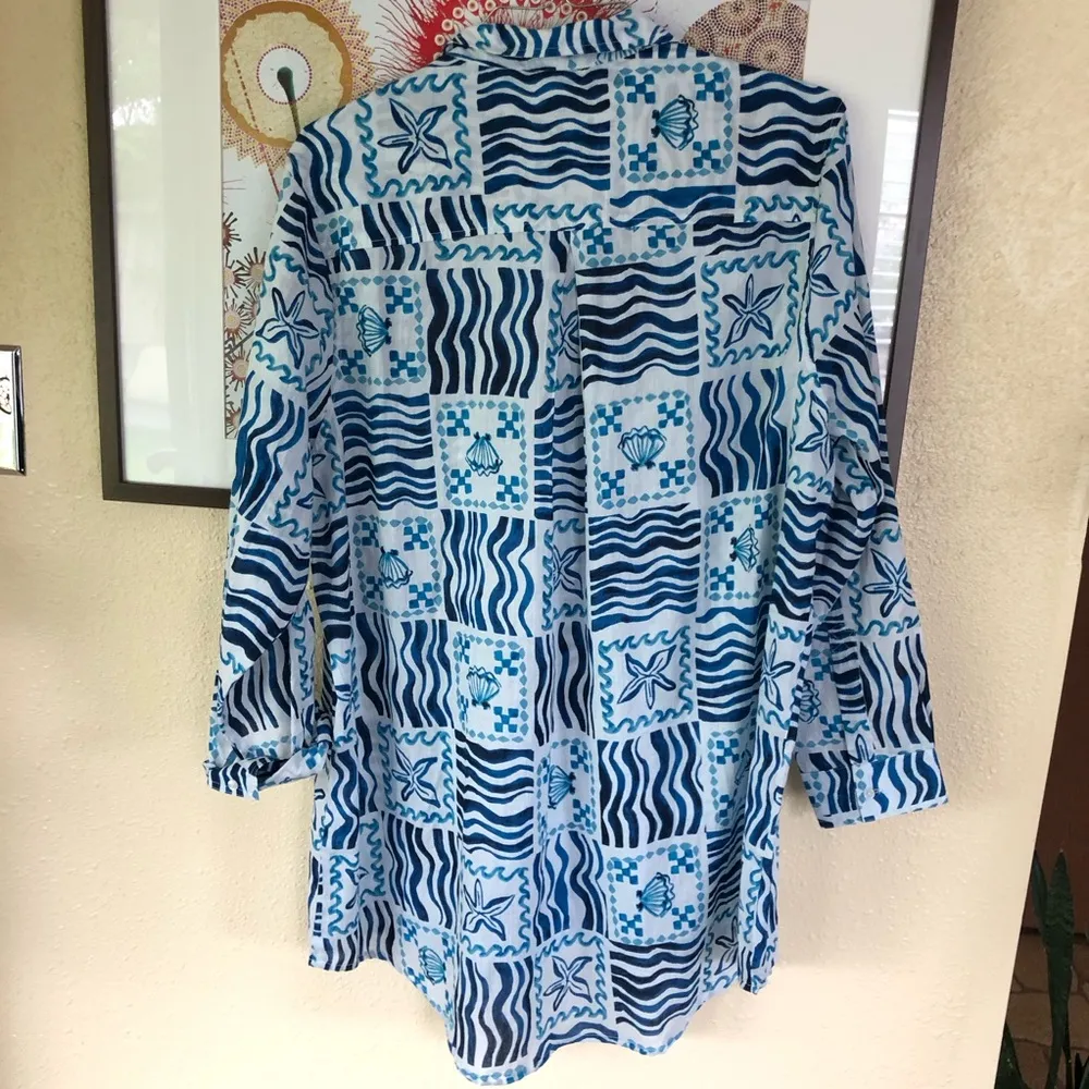 True Destination Womens Sunset Blue She’ll Swim Coverup Shirt XL - Image 9