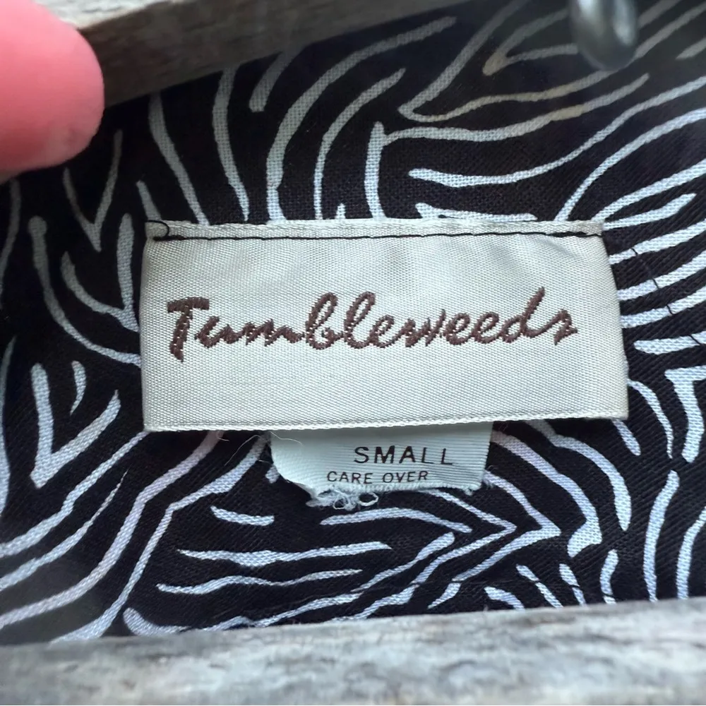 VTG 90s Tumbleweeds Vibrant Floral Abstract Geometric Short Sleeve Shirt SMALL Pink - Image 3