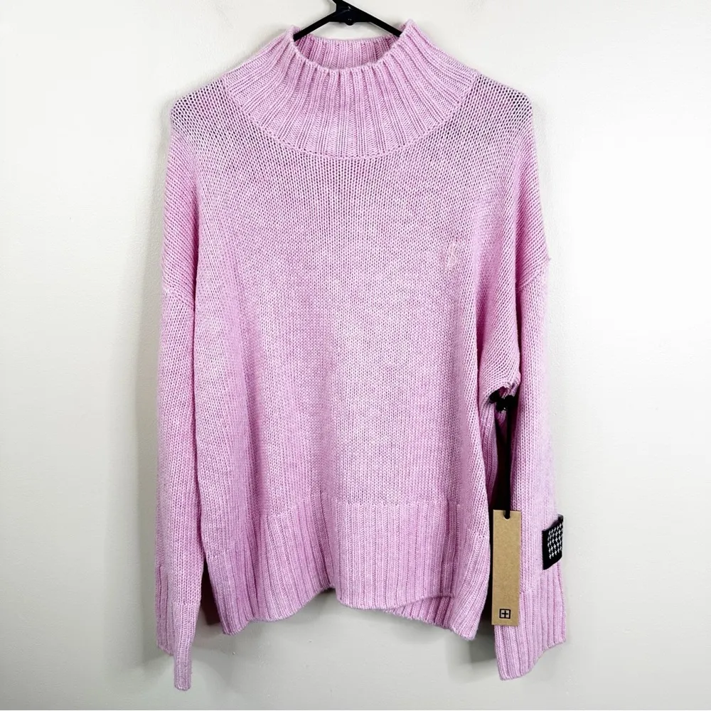 NEW Ksubi Knitted Turtleneck Sweater Womens Large Wool Blend Lilac Pink - Image 3