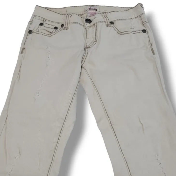 Jake Jeans Size 5 26"x31" Bella Skinny Pant With Heavy Stitch Distressed Stretch  - Image 4