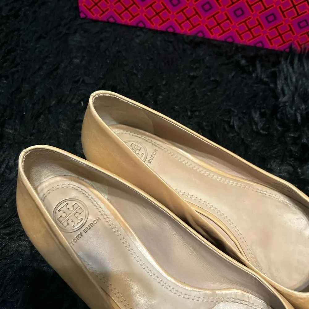 TB TORY BURCH nice tan leather flats slip on shoes women’s 8.5 - Image 6