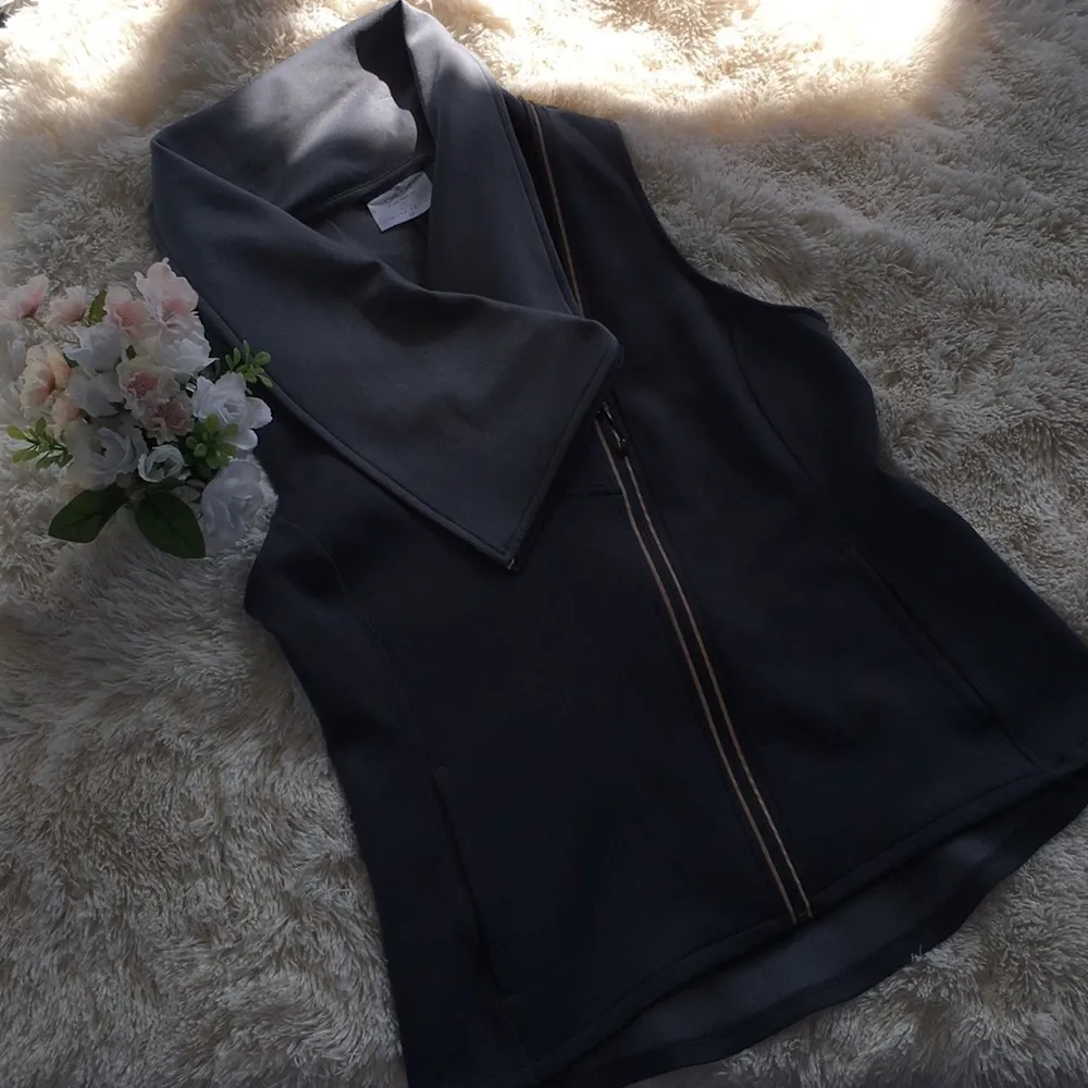 Calia Women’s Funnel neck Vest Zip Outdoor Workout Gray Blue Size Medium - Image 3