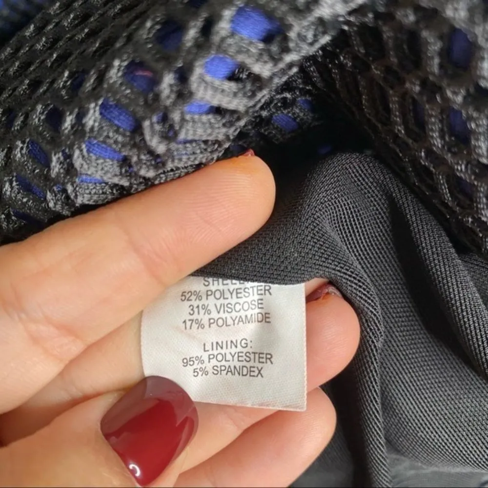 Self-Portrait Navy Black Mesh Sleeveless Mini Dress With Cut Out - Image 6