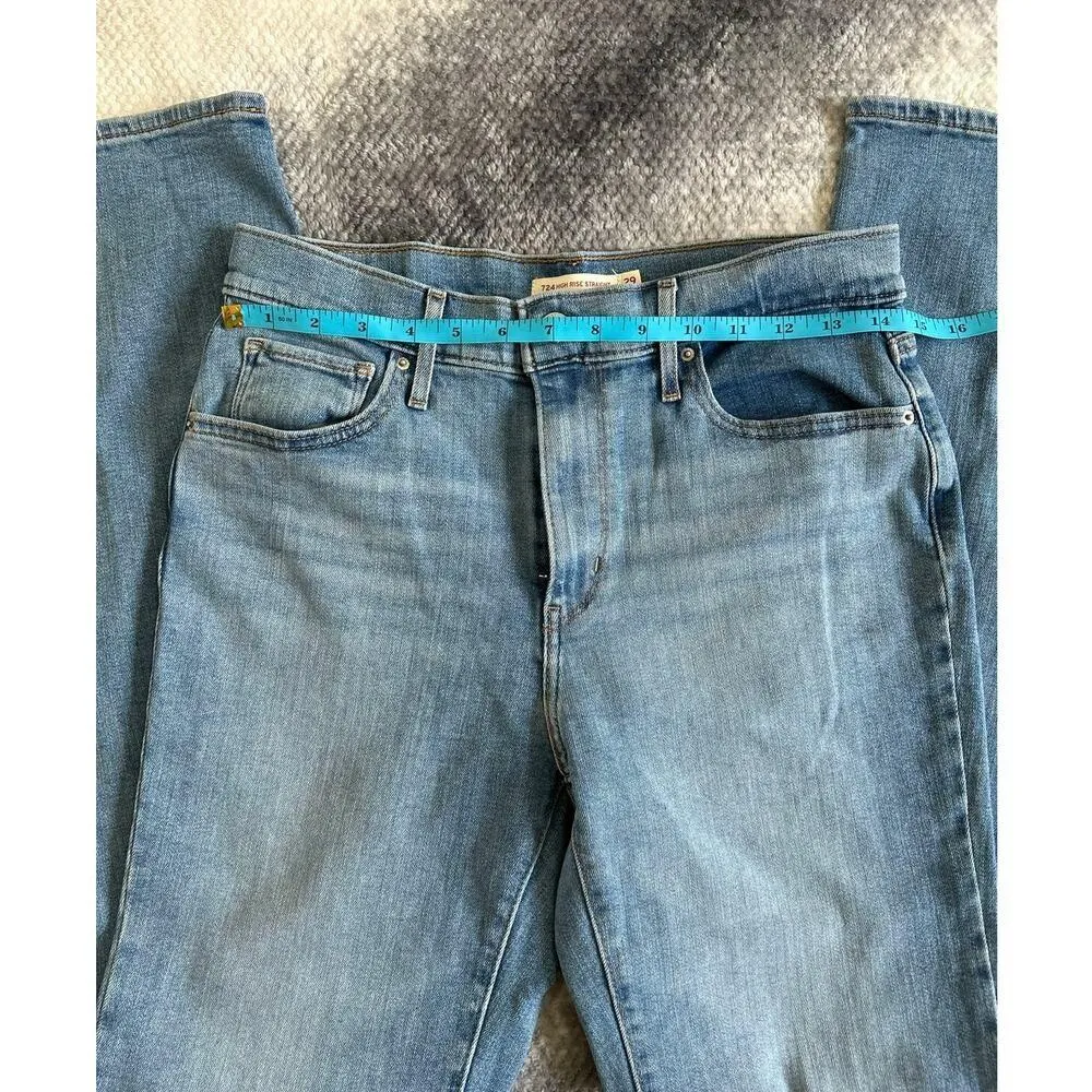 Levi's 724 High Rise Straight Slim Fit Distressed Women's Jeans Size 29 | 8 - Image 8