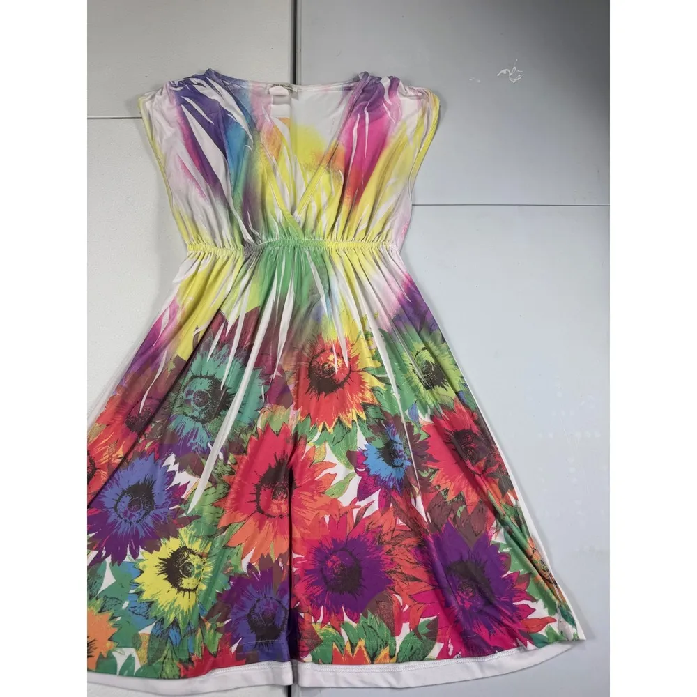 Belinda Rainbow Sunflower Dress V - Image 3