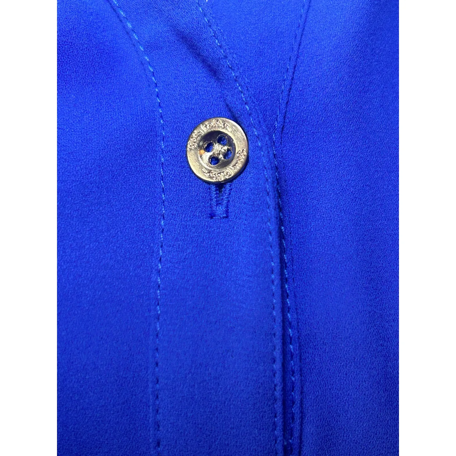 Lilly Pulitzer Solid Blue Anela Button Down Long Sleeve Top Blouse Size‎ XS - Image 2