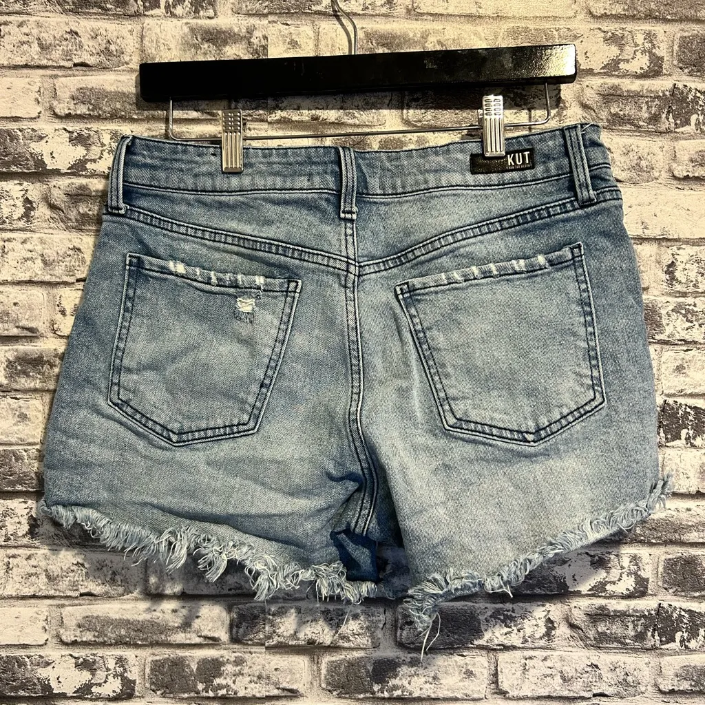 Kut from the Kloth Light Blue Distressed Jean Shorts - Image 2