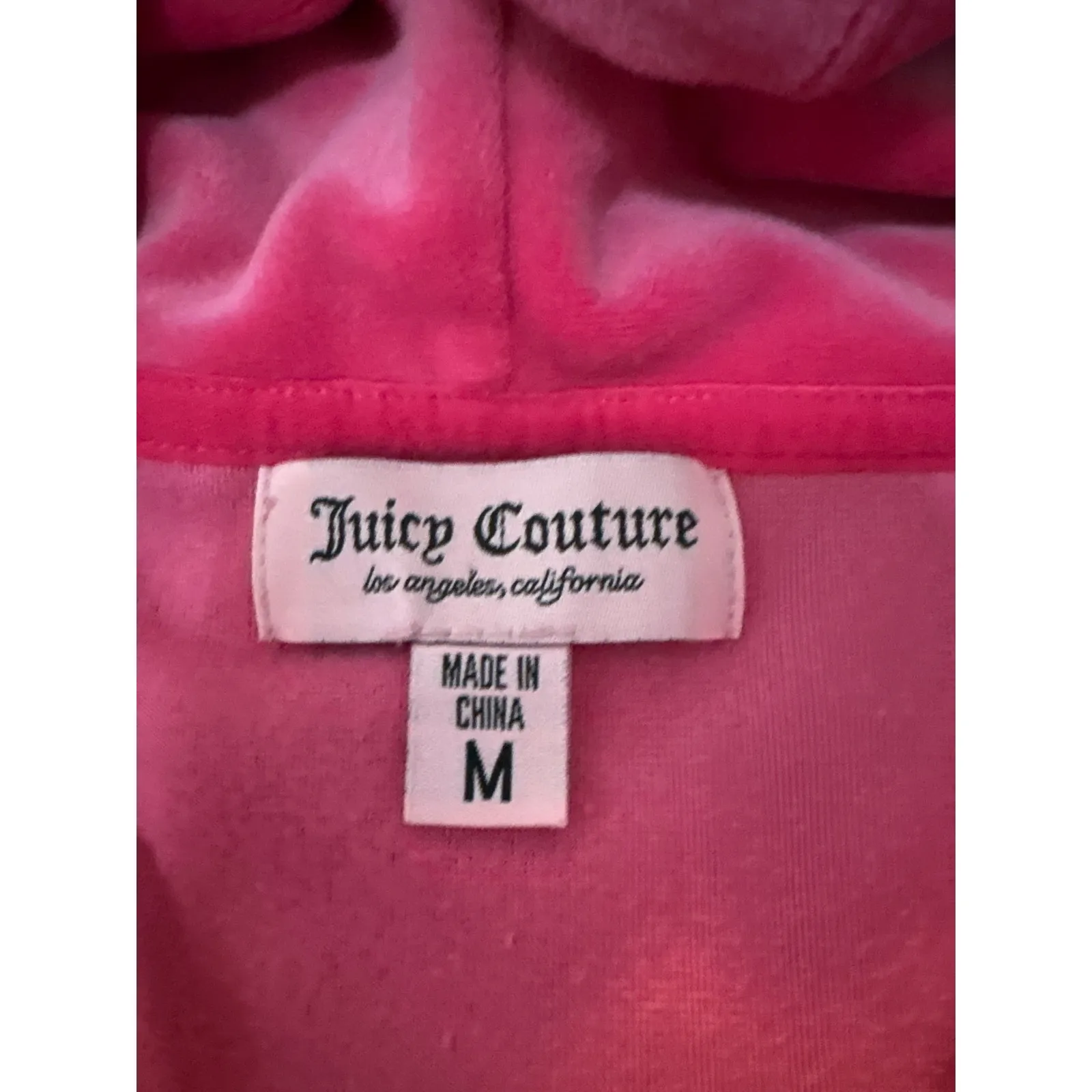 Juicy Couture Velour Tracksuit Pink Hoodie Pants Rhinestone Logo Size M NWOT - Image 4