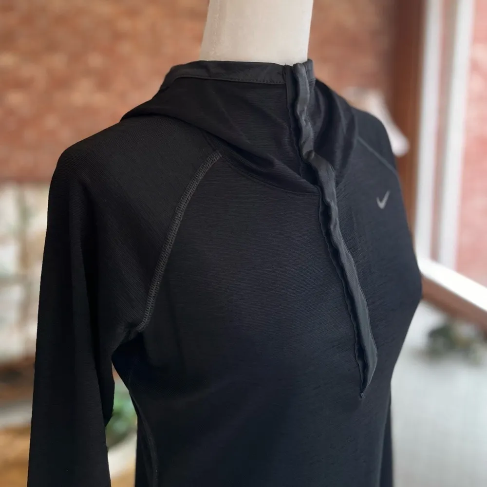 Nike Women’s Black Dri Fit Running Training Pullover Snap Hoodie M - Image 14