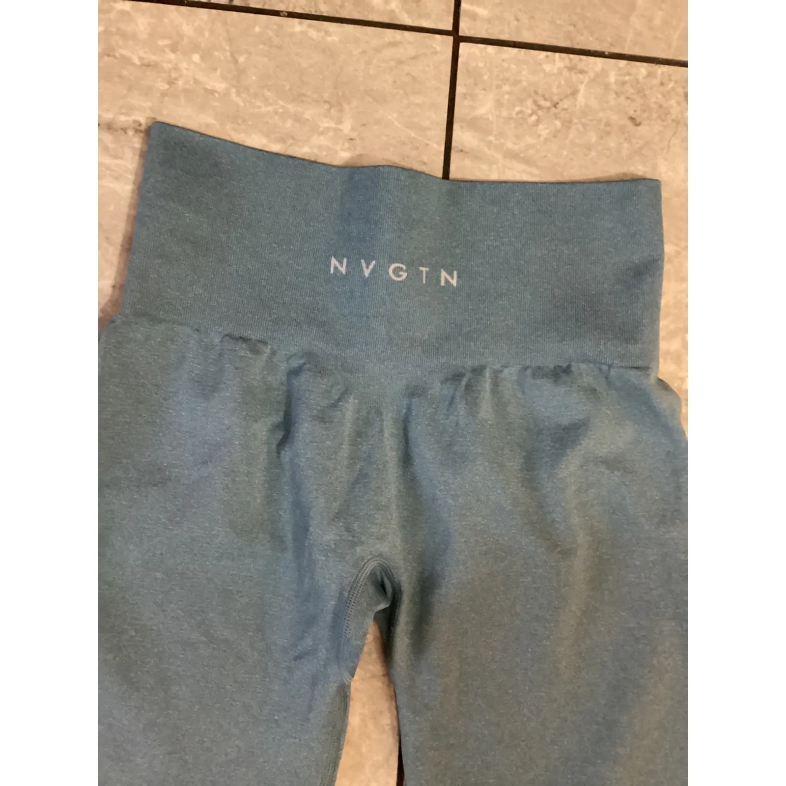 NVGTN Seamless High Waisted Leggings Sky Blue Workout Athleisure Women Size S - Image 2