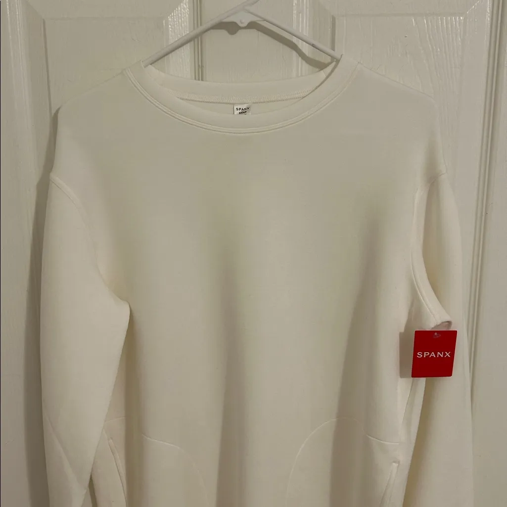 Spanx AirEssentials Crew Neck Long Sleeve Dress Powder White NWT Size Small - Image 8
