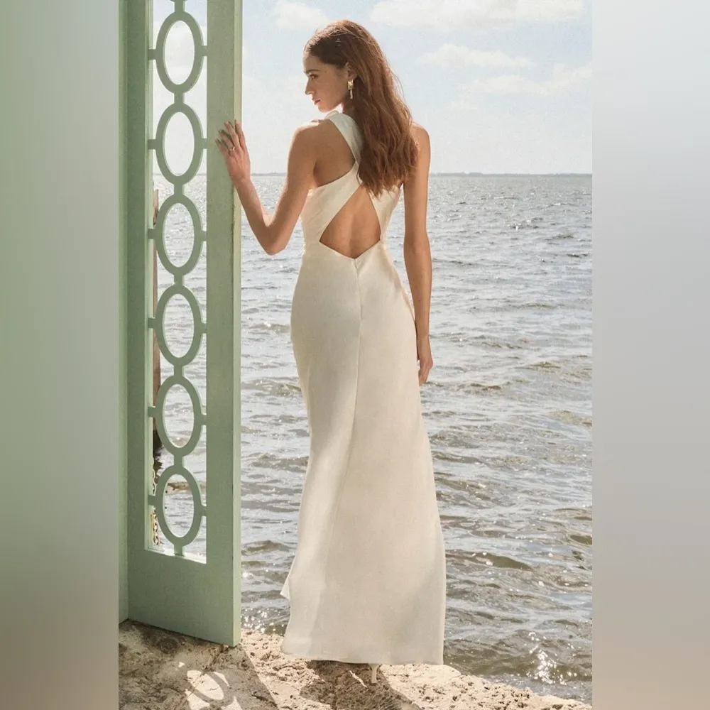 LULU’S Effortlessly Sensational White Satin Backless Maxi Dress - Image 8