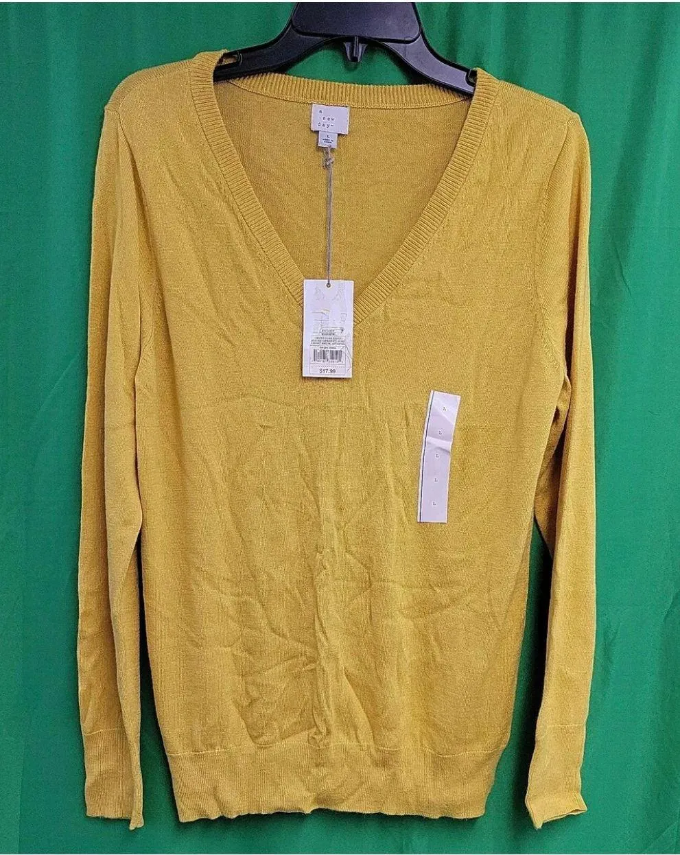 NWT  Womens Mustard Sweater Long Sleeve Top V-Neck Pullover Shirt - Image 2