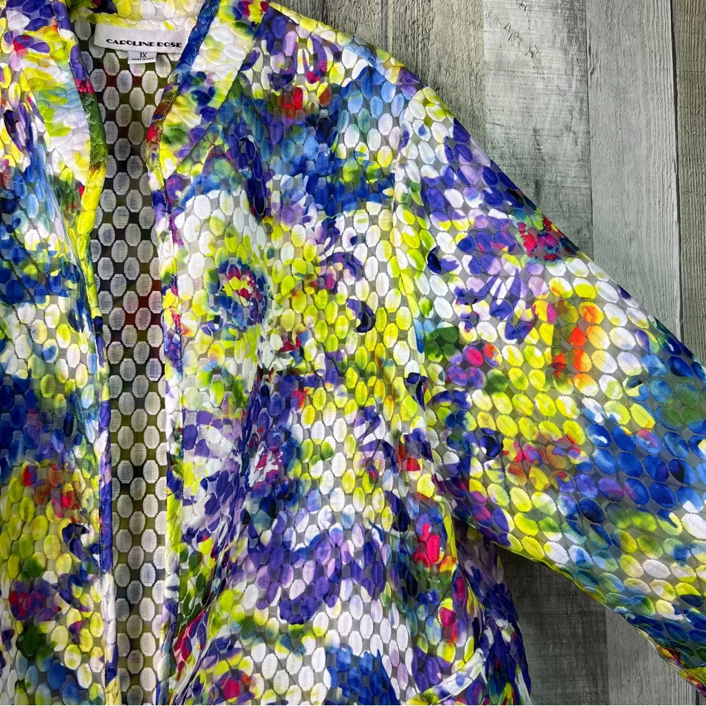 Caroline Rose Size 1X 100% Polyester Lace/Embroidered Open Front Over - Image 5