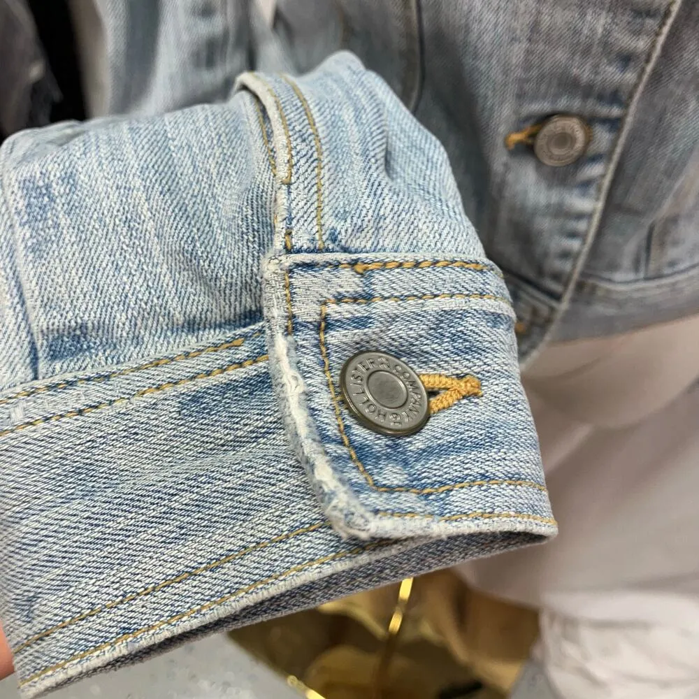 Vintage Y2K Hollister Company Denim Trucker Jacket Light wash Stretch Juniors Sm - Image 6