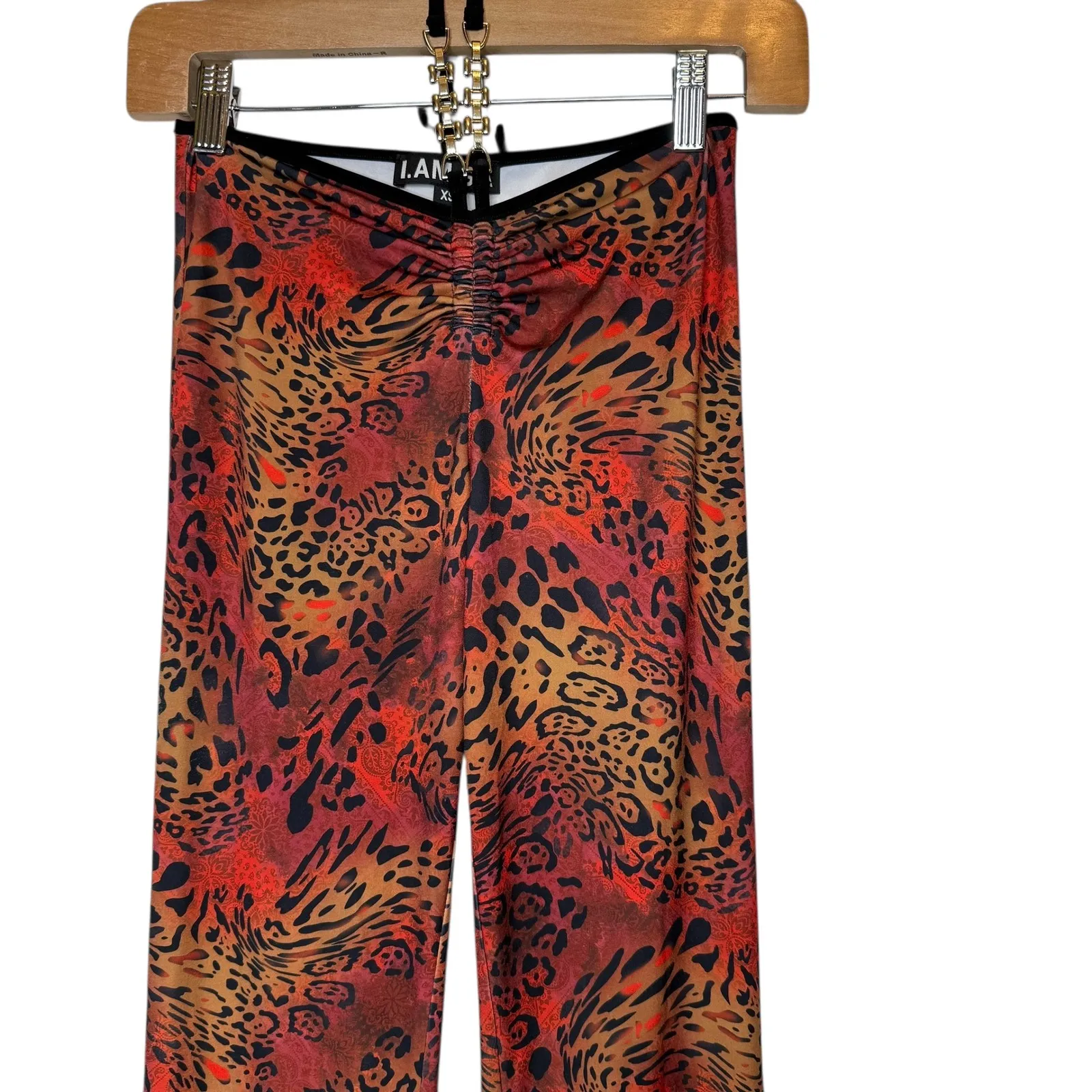 I.AM.GIA Aphea Pant XS Red Leopard Animal Print Flare - Image 5