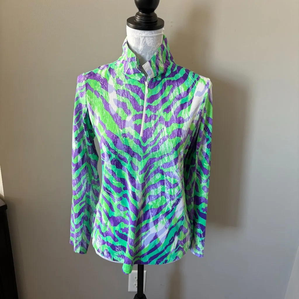 IBKUL Womens Long Sleeve UPF 50+ Golf Top Shirt Athletic Green Blue Small - Image 2