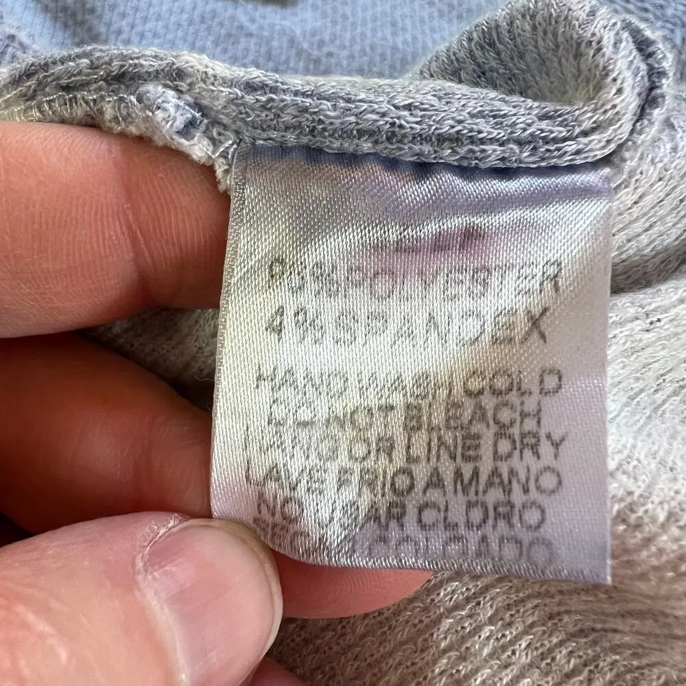 Easel Womens Waffle Knit Sweater Shirt Top Short Sleeve Tie Dye Blue White Large - Image 10