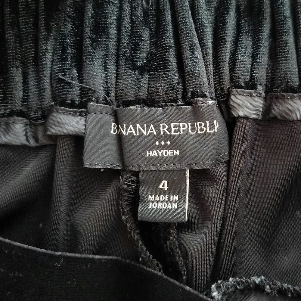 Banana Republic Factory Size 4 Hayden Black Velvet Pull On Pants - Image 3