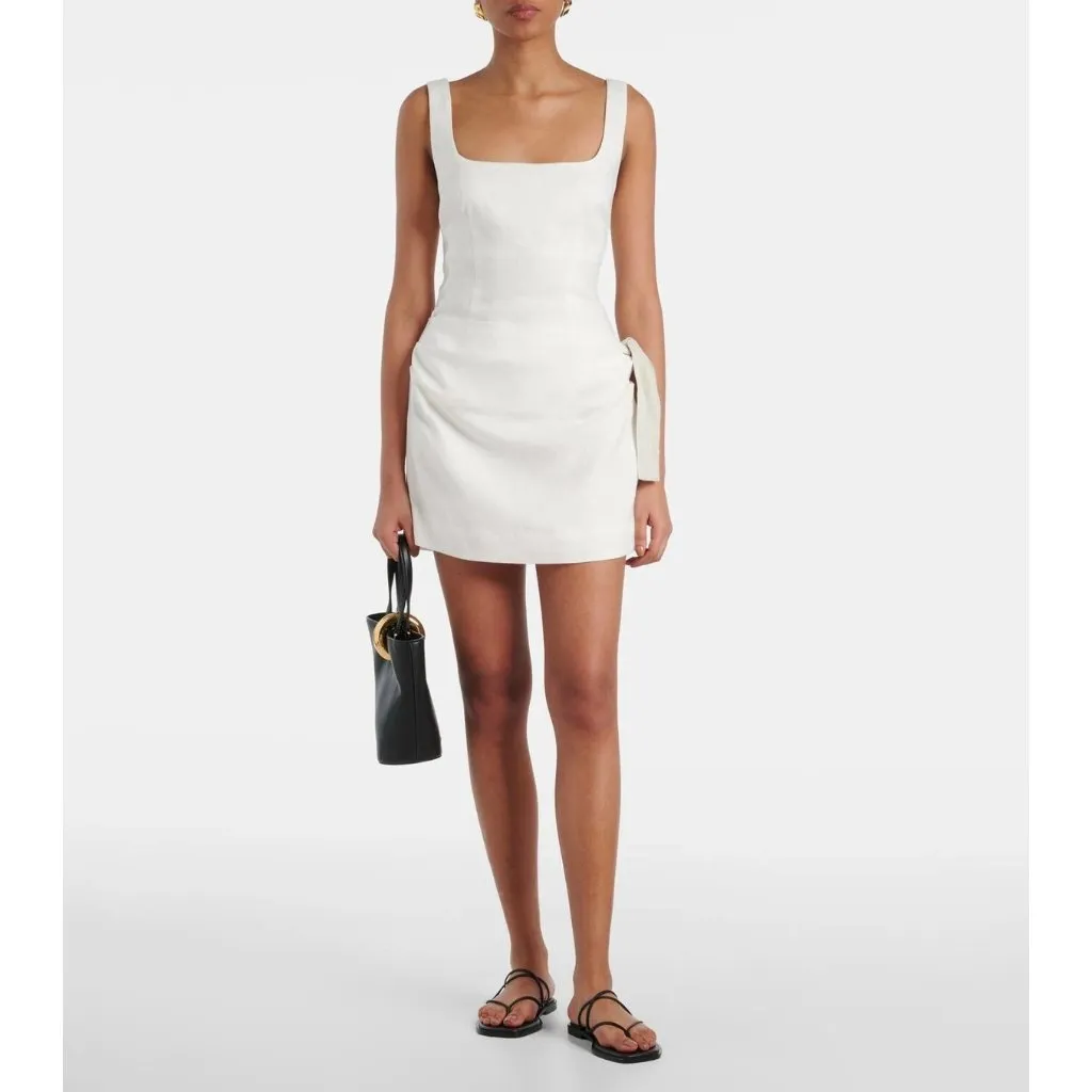 SIR. Jessamine Tie Mini Dress in Ivory 1/S New Womens Linen Tie White - Image 11